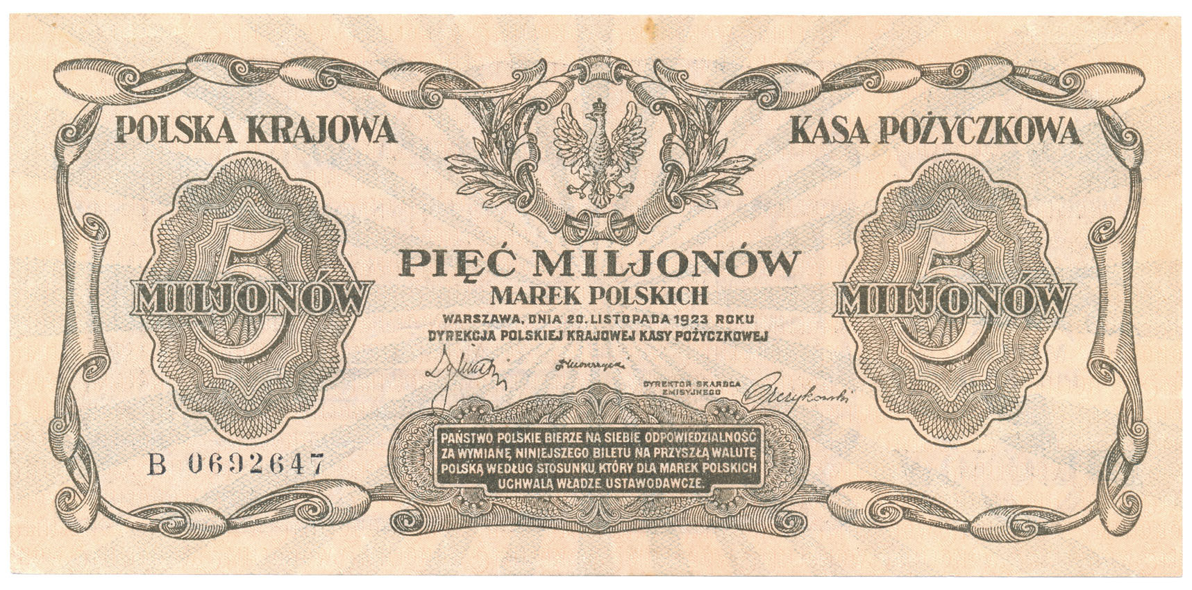 5 milionów marek polskich 1923 seria B - RZADKI